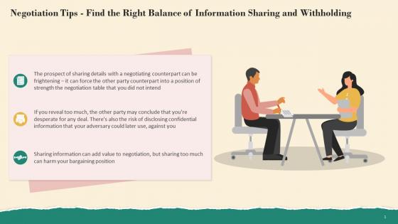 Find Balance Of Information Sharing Withholding A Negotiation Tip Training Ppt