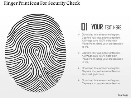 Finger print icon for security check ppt slides