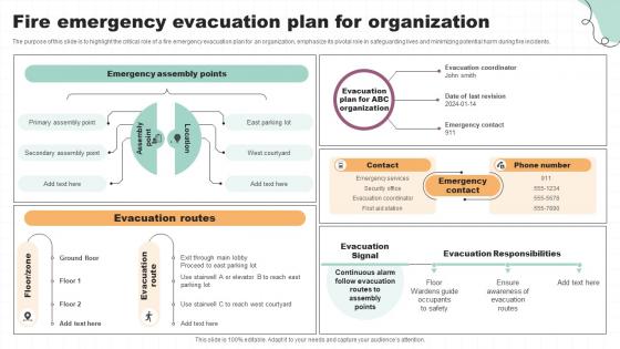 Fire Emergency Evacuation Plan For Organization
