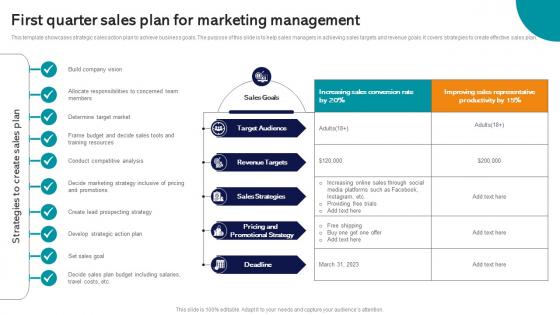 First Quarter Sales Plan For Marketing Management
