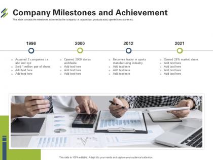 First venture capital funding company milestones and achievement ppt summary show