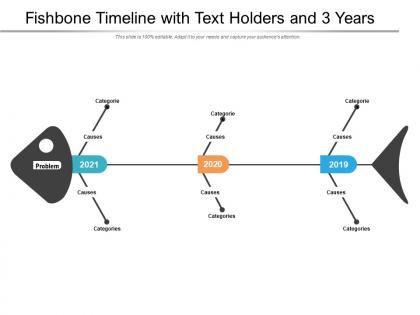 Fishbone timeline with text holders and 3 years