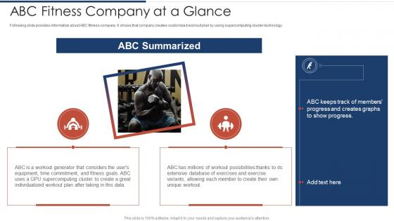 Fitness Application Pitch Deck ABC Fitness Company At A Glance Ppt Summary