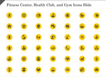 Fitness center health club and gym icons slide ppt powerpoint presentation styles templates