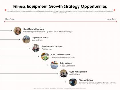 Fitness equipment growth strategy opportunities ppt icons