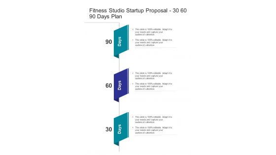 Fitness Studio Startup Proposal 30 60 90 Days Plan One Pager Sample Example Document