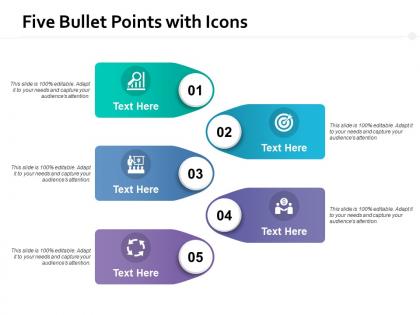 Five bullet points with icons