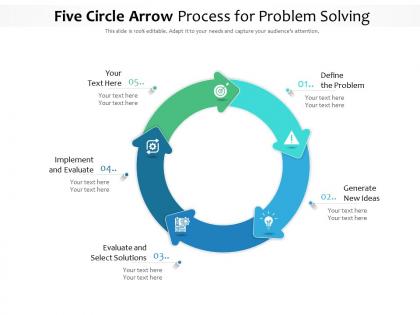 Five circle arrow process for problem solving