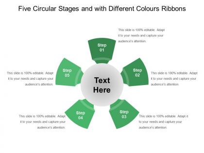 Five circular stages and with different colours ribbons