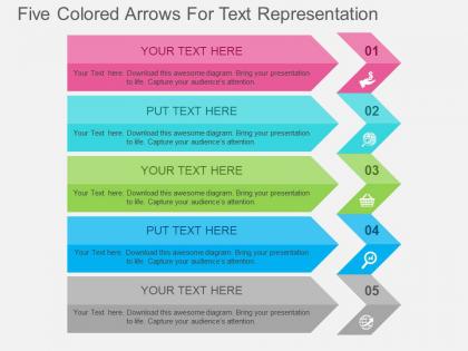 Five colored arrows for text representation flat powerpoint design