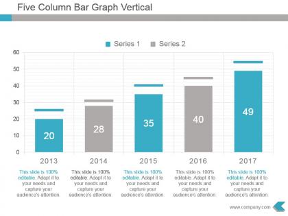 Five column bar graph vertical presentation design