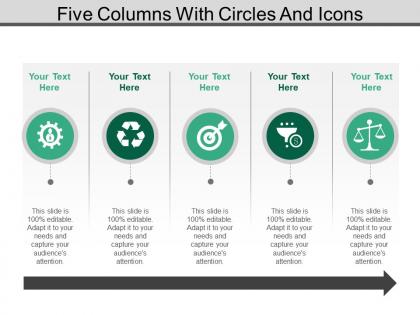 Five columns with circles and icons