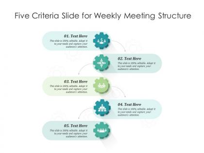 Five criteria slide for weekly meeting structure infographic template