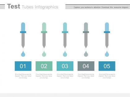 Five drops test tubes infographics diagram flat powerpoint design