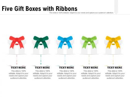 Five gift boxes with ribbons