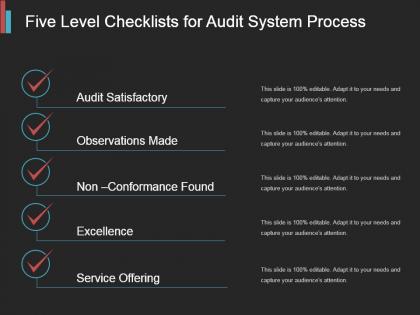 Five level checklists for audit system process powerpoint topics