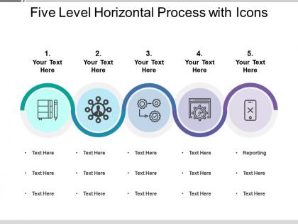 Five level horizontal process with icons