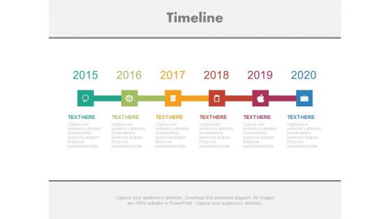 Five level year based timeline diagram powerpoint slides