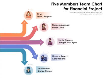 Five members team chart for financial project