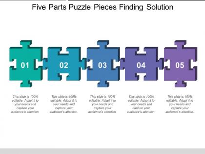Five parts puzzle pieces finding solution