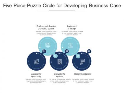 Five piece puzzle circle for developing business case