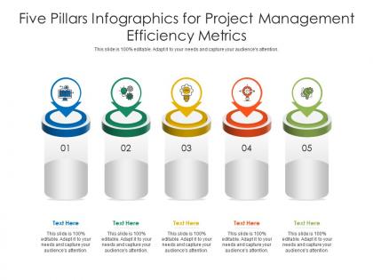 Five pillars for project management efficiency metrics infographic template