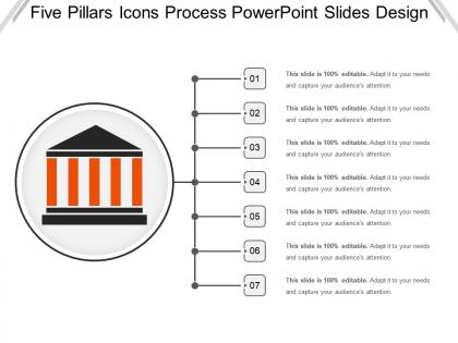 Five pillars icons process powerpoint slides design