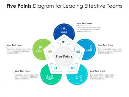 Five points diagram for leading effective teams infographic template