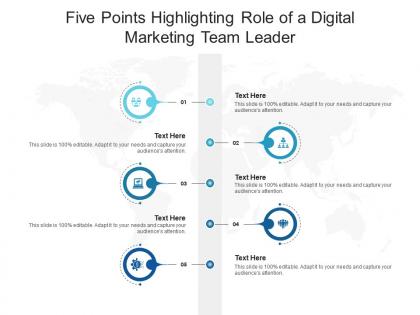 Five points highlighting role of a digital marketing team leader infographic template