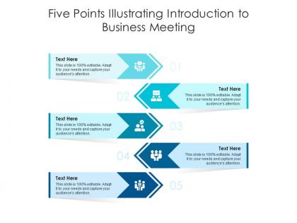 Five points illustrating introduction to business meeting infographic template