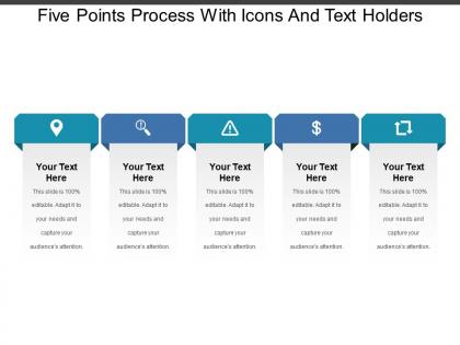 Five points process with icons and text holders