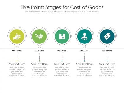 Five points stages for cost of goods infographic template
