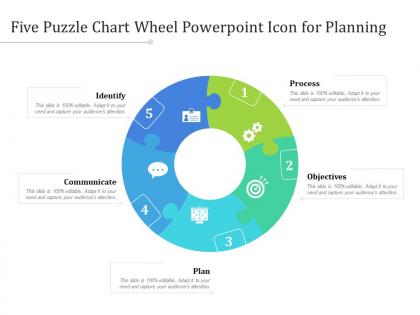Five puzzle chart wheel powerpoint icon for planning
