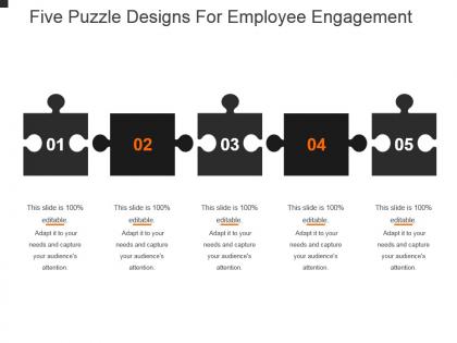 Five puzzle designs for employee engagement powerpoint slide background image
