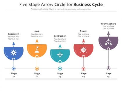 Five stage arrow circle for business cycle