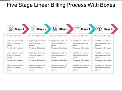 Five stage linear billing process with boxes