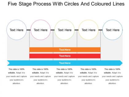 Five stage process with circles and coloured lines