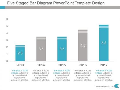 Five staged bar diagram powerpoint template design