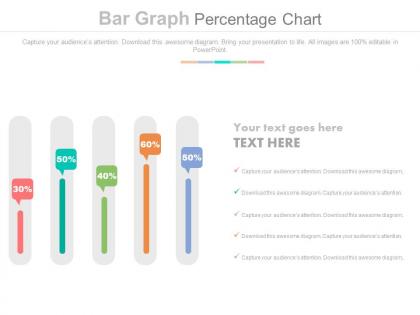 Five staged bar graph percentage chart powerpoint slides