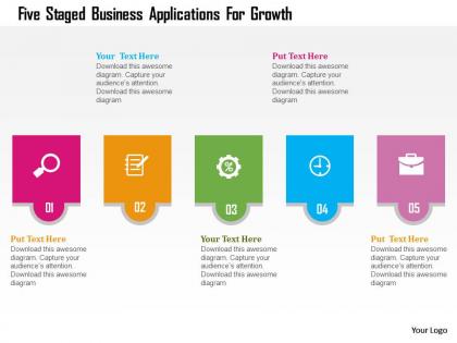 Five staged business applications for growth flat powerpoint design