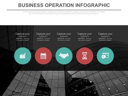 Five staged business operation infographics flat powerpoint design
