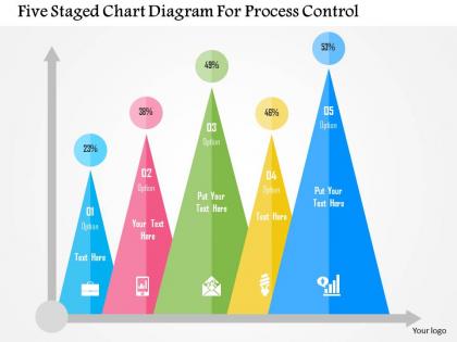Five staged chart diagram for process control flat powerpoint design