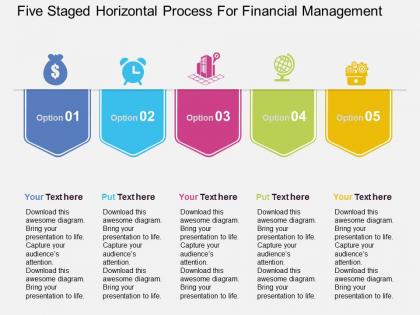 Five staged horizontal process for financial management flat powerpoint design