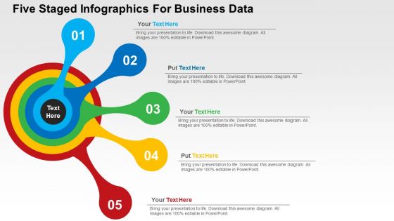 Five staged infographics for business data flat powerpoint design