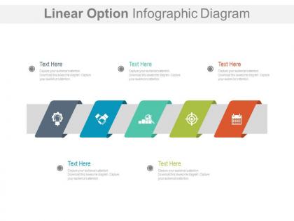 Five staged linear option infographic diagram powerpoint slides