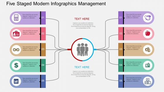 Five Staged Modern Infographics Management Flat Powerpoint Design