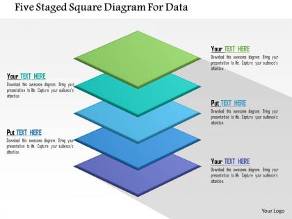 Five staged square diagram for data flat powerpoint design