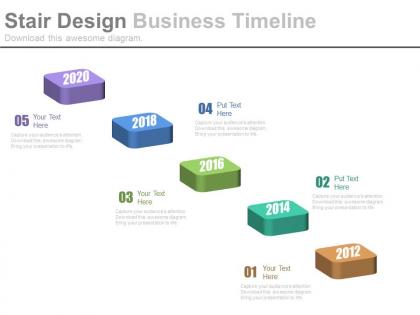 Five staged stair design business timeline powerpoint slides