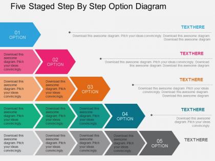 Five staged step by step option diagram flat powerpoint design