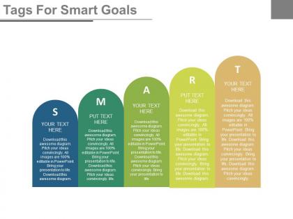 Five staged tags for smart goals flat powerpoint design